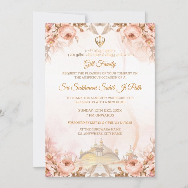 Invitación al Floral Sukhmani Sahib Path (Anverso)