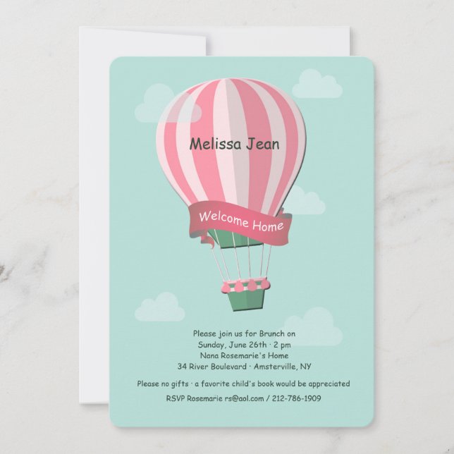 Invitación al fondo azul del globo aerostático ros (Anverso)