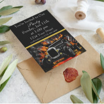 Invitación al fuego del fiesta Hot Rod con banda d