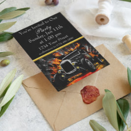 Invitación al fuego del fiesta Hot Rod con banda d