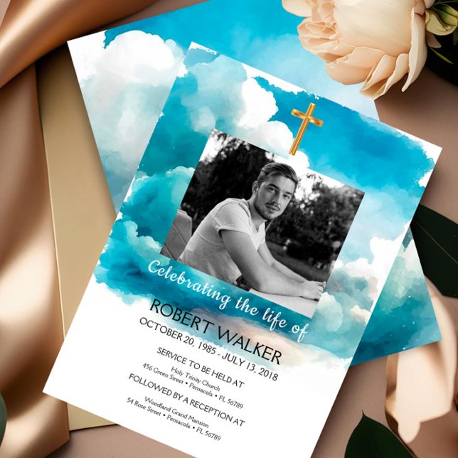 Invitación al funeral azul, Celebrando la vida en (Subido por el creador)