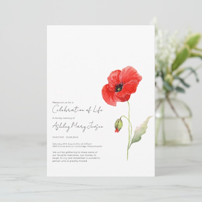 Invitación al Funeral de Celebración de la Vida de (Anverso de pie)