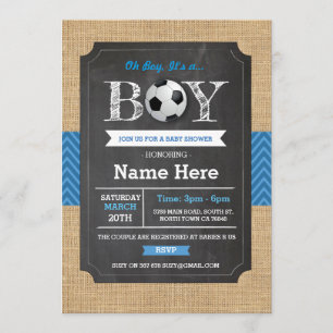 Invitación al fútbol Baby Shower de Soccer Blue Bo