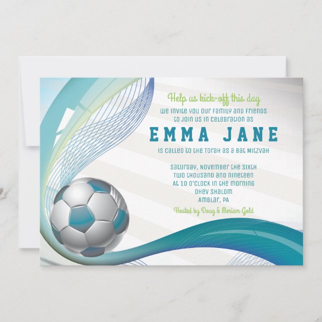 Invitación al fútbol en VERDE AZULADO (Anverso)