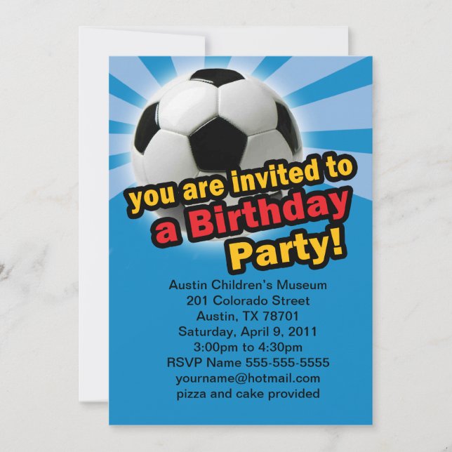 Invitación al fútbol por cumpleaños (Anverso)
