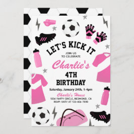 Invitación al fútbol rosado | Invitaciones al part