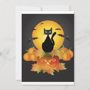 Invitación al gato negro de Halloween