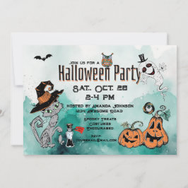 Invitación al gato y al perro fantasma de Hallowee