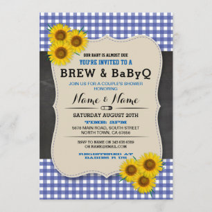 Invitación al girasol azul Baby Shower Brew and BA