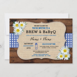Invitación al girasol azul Baby Shower Brew and BA