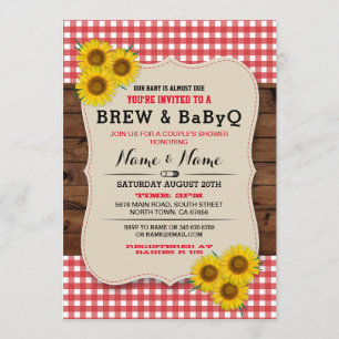 Invitación al Girasol Rojo de Baby Shower Brew y B
