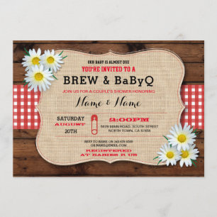Invitación al Girasol Rojo de Baby Shower Brew y B