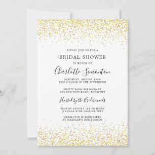Invitación al Glam Blanco Dorado Purpurina de duch