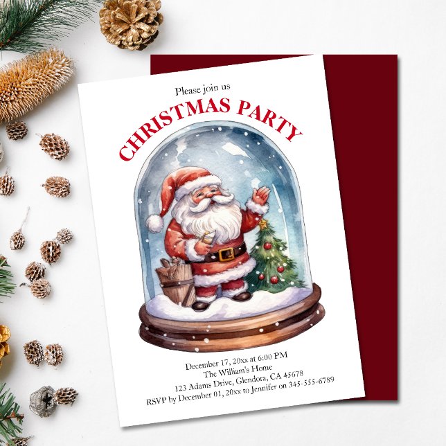 Invitación al Globo de Nieve Fiesta de navidades S (Invite your guests to your Christmas party with this warm and charming holiday-themed invitation!)