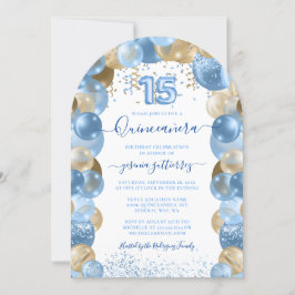 Invitación al globo Quinceañera de la espuma de or
