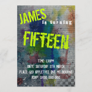 Invitación al graffiti de adolescente