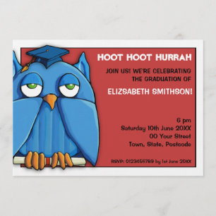 Invitación al grupo de graduación roja Aqua Owl