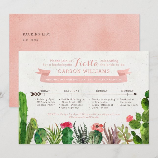 Invitación al horario de fin de semana de la bachi (Anverso / Reverso)