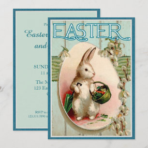 Invitación al Ilustracion de conejo vintage de Pas