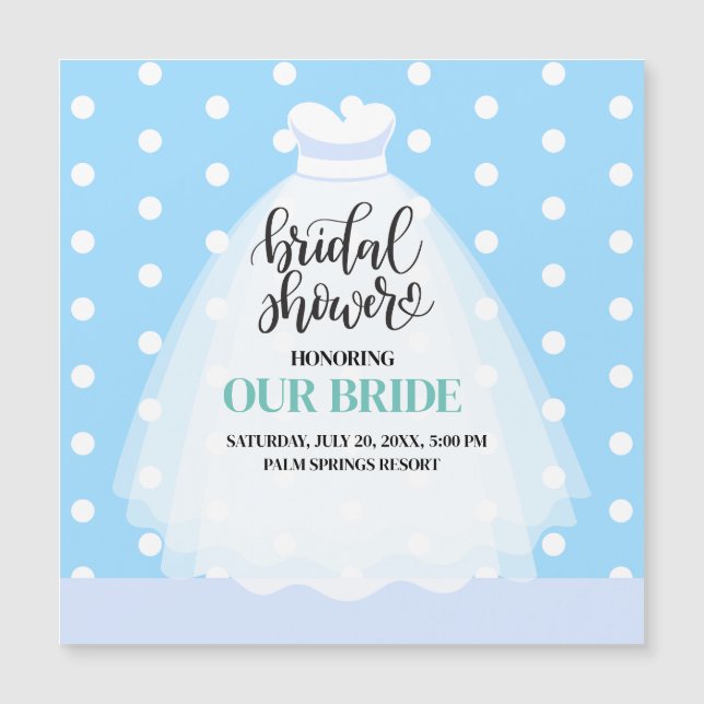 Invitación al imán de la ducha de novia con el ves (Anverso)