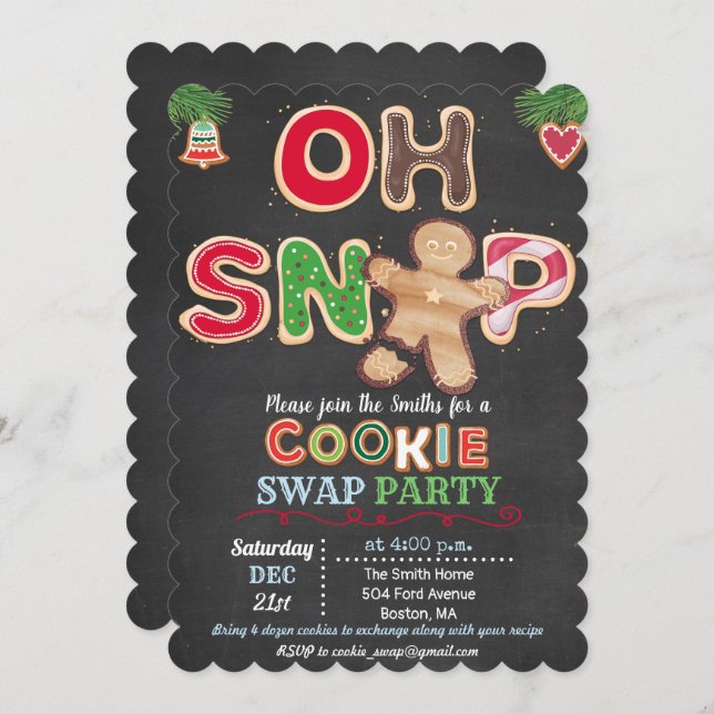 Invitación al intercambio de cookies de Holiday Co (Anverso / Reverso)