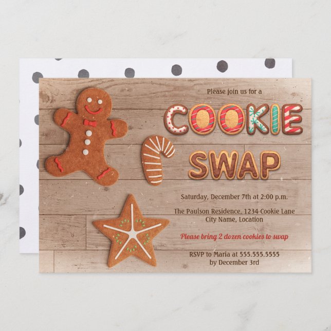 Invitación al intercambio de cookies de vacaciones (Anverso / Reverso)
