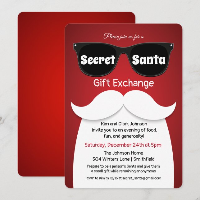 Invitación al Intercambio de Regalos de Santa Secr (Anverso / Reverso)