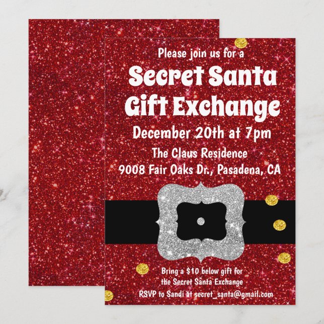 Invitación al Intercambio de Regalos de Santa Secr (Anverso / Reverso)