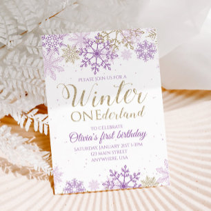 Invitación al invierno Onederland Purple and Gold 