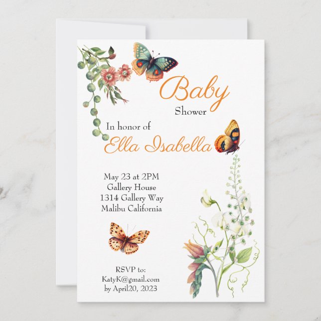 Invitación al jardín de mariposas (Anverso)