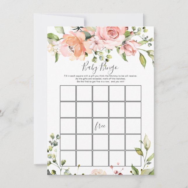 Invitación al juego de bingo de Baby Shower de Flo (Anverso)