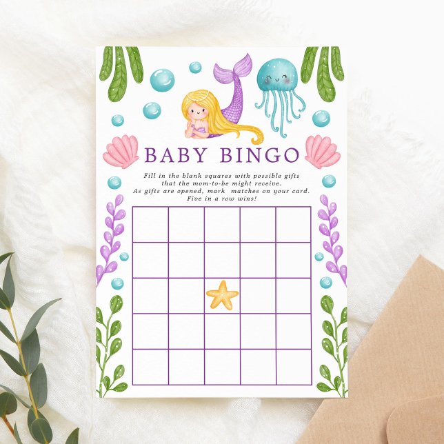 Invitación al juego de bingo de Mermaid Ocean Baby (Subido por el creador)