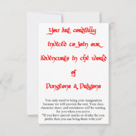 Invitación al juego de Dungeons & Dragons 2 lados