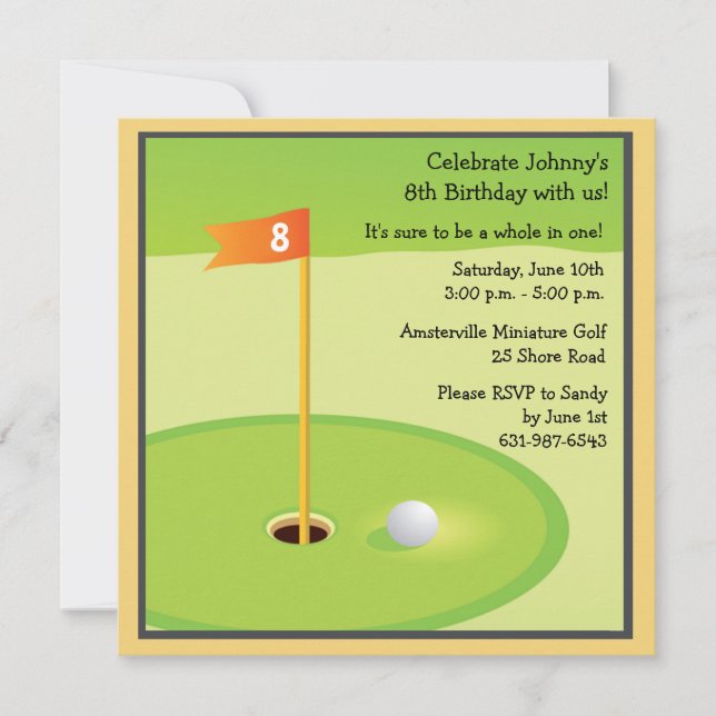 Invitación al juego de golf en miniatura (Anverso)