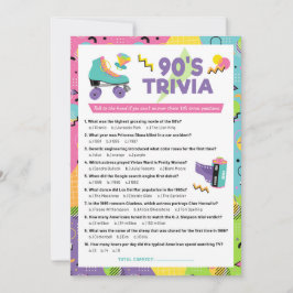 Invitación al juego de trivia de la década de los 