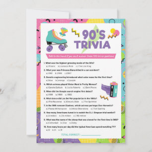 Invitación al juego de trivia de la década de los 
