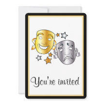 Invitación al juego escolar con máscaras dramática