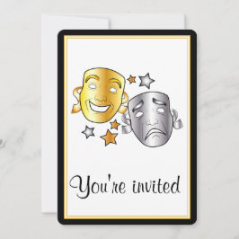 Invitación al juego escolar con máscaras dramática