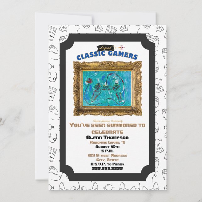 Invitación al juego Guay de cumpleaños de jugadore (Anverso)