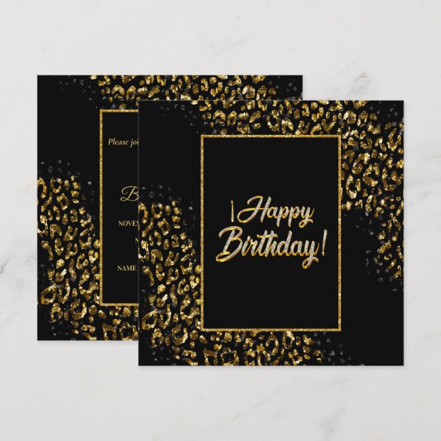 Invitación al Leopardo de oro negro y joyas (Anverso / Reverso)