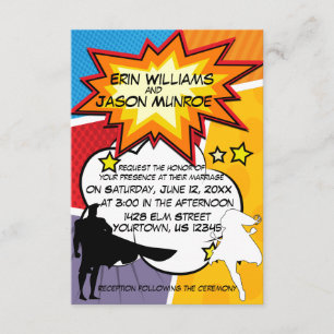 Invitación al libro de historietas de superhéroes