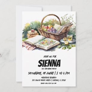 Invitación al libro y comida picnic de verano