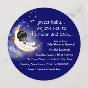 Invitación Al Luna y de Regreso Fiesta de Bienvenida para Beb