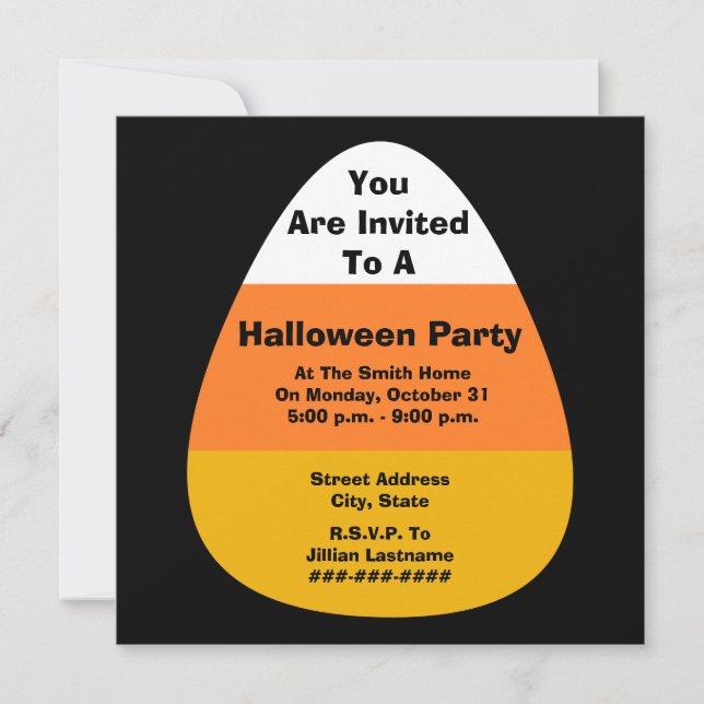 Invitación al maíz dulce de la fiesta de Halloween (Anverso)