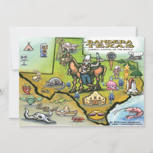 Invitación al mapa de TEXAS de Bandera (Anverso)