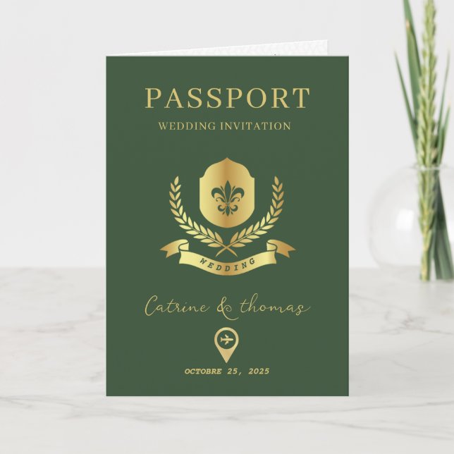 Invitación al mapa mundial de pasaporte de destino (Anverso)