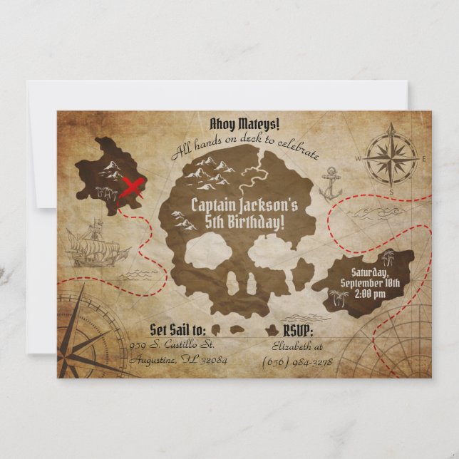 Invitación al mapa pirata (Anverso)