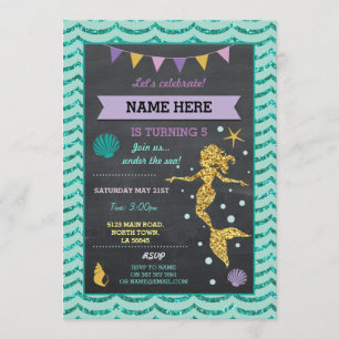 Invitación al Mar de Purpurina de oro de la fiesta