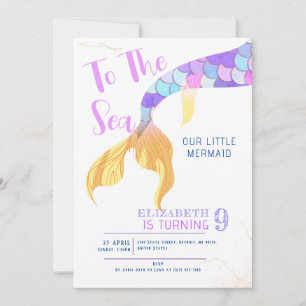 Invitación Al Mar Pequeña Fiesta de Cumpleaños De Sirenita