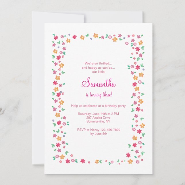 Invitación al marco de flor (Anverso)